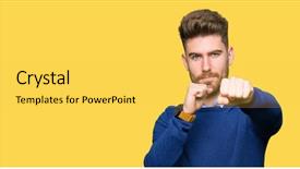  Presentation with bussines - Presentation theme consisting of model vianlence - young handsome bussines man punching background and a yellow colored foreground