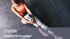  Presentation with sports - PPT theme consisting of model wearing fashion sports wear background and a gray colored foreground