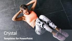  Presentation with sports - Slide deck with model wearing fashion sports wear background and a gray colored foreground