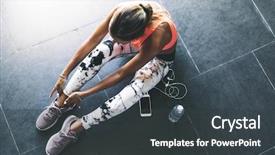  Presentation with sports wear ski goggles - Cool new PPT layouts with model wearing fashion sports wear backdrop and a dark gray colored foreground