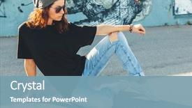  Presentation with wall street - PPT theme consisting of model wearing plain black t background and a seafoam green colored foreground