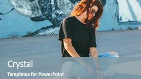  Presentation with wall street - Presentation theme with model wearing plain black t background and a seafoam green colored foreground