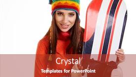  Presentation with snowboard - Beautiful slide set featuring model-wearing-winter-suit-holding backdrop and a red colored foreground