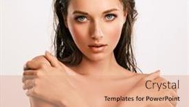  Presentation with eye care - PPT layouts having model-with-bright-brown-eye background and a coral colored foreground