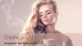  Presentation with tea party - Slides with model with coffee cup mug in coffee shop fashion woman tea party time blonde girl tea set background and a coral colored foreground