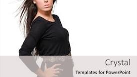  Presentation with hip - Slides with model with hand on hip isolated on white background background and a light gray colored foreground