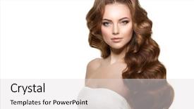  Presentation with long hair - PPT theme consisting of model with long hair waves background and a light gray colored foreground