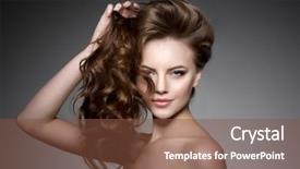  Presentation with long hair - PPT theme with model with long hair waves background and a tawny brown colored foreground