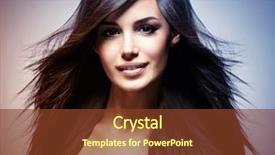  Presentation with makeup fashion model applying lipstick - PPT layouts featuring model with long straight hair background and a tawny brown colored foreground
