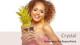  Presentation with summer time - Audience pleasing theme consisting of model-with-pineapple-in-hands backdrop and a coral colored foreground