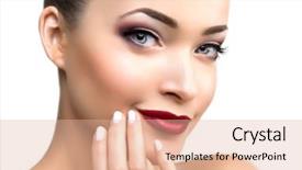  Presentation with eye shadow - Presentation design with model woman in beauty salon background and a lemonade colored foreground