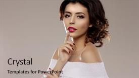  Presentation with beauty salon - Amazing slides having model woman in beauty salon backdrop and a  colored foreground