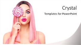  Presentation with beauty makeup - Presentation design enhanced with model woman with trendy pink background and a white colored foreground