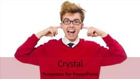  Presentation with student - Presentation design having modeling eyes googles - student isolated on white background and a  colored foreground