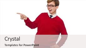  Presentation with student subscription - Amazing slide deck having modeling eyes googles - student isolated on white backdrop and a  colored foreground