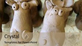  Presentation with ceramic - Cool new presentation theme with clay models - child's ceramic handicrafts backdrop and a coral colored foreground