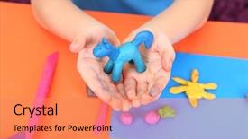  Presentation with patient and nurse holding hands - Slides having clay models - child's hands holding hand-made plasticine background and a coral colored foreground