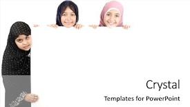  Presentation with arabic children - Cool new slide set with models isolated on white background backdrop and a white colored foreground