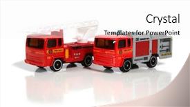  Presentation with vehicles - Audience pleasing PPT theme consisting of models of a fire vehicles backdrop and a white colored foreground