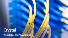  Presentation with telecommunication - Slides with modem - fiber optic telecommunication cables background and a ocean colored foreground