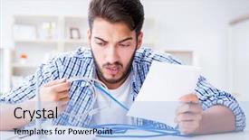  Presentation with internet - Colorful slide deck enhanced with modem - frustrated young man due backdrop and a light blue colored foreground