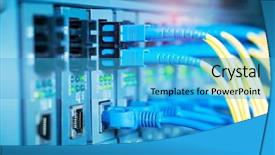  Presentation with network cable - Theme with modem - network cable connecting on network background and a teal colored foreground
