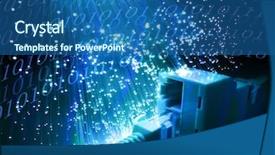  Presentation with fiber - Audience pleasing presentation theme consisting of modem - network cables and hub closeup backdrop and a ocean colored foreground