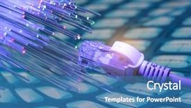  Presentation with fiber - Presentation consisting of modem - network cables closeup with fiber background and a teal colored foreground