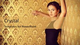  Presentation with beautiful flower elegant - Presentation theme with moder jewellery - beautiful elegant lady in vintage background and a yellow colored foreground