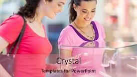  Presentation with jewelery - Presentation consisting of moder jewellery - two young women shopping background and a  colored foreground