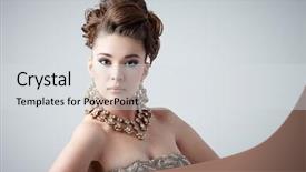  Presentation with accessories - Audience pleasing presentation design consisting of moder jewellery - young brunette lady with luxury backdrop and a light gray colored foreground