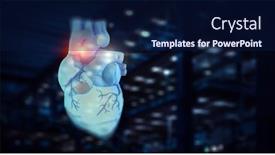  Presentation with cardiology - PPT theme consisting of moderm-medicine-cardiology-mixed-media background and a navy blue colored foreground