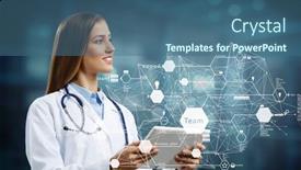  Presentation with medicine - Slide deck with moderm-medicine-concept-mixed-media background and a ocean colored foreground