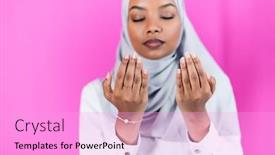  Presentation with woman muslim - Cool new PPT layouts with modern-african-muslim-woman-makes backdrop and a lavender colored foreground