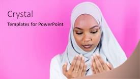  Presentation with woman muslim - PPT layouts enhanced with modern-african-muslim-woman-makes background and a lavender colored foreground