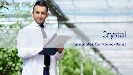  Presentation with agricultural engineering - Presentation theme consisting of modern agricultural manager in uniform background and a sky blue colored foreground