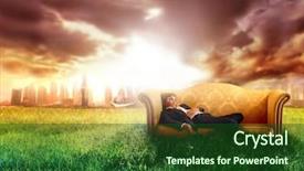  Presentation with agriculture business - Theme consisting of modern agriculture - business man on the sofa background and a  colored foreground