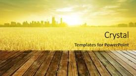 Presentation with kuala lumpur - PPT theme with modern agriculture - wooden platform before kuala lumpur background and a yellow colored foreground