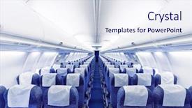  Presentation with transportation - Audience pleasing PPT theme consisting of modern airplane seats in perspective backdrop and a sky blue colored foreground