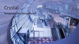  Presentation with airport lounge - Beautiful slides featuring modern airport lounge toned cold backdrop and a light blue colored foreground