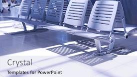  Presentation with airport lounge - Slide set consisting of modern-airport-lounge-toned-cold background and a light blue colored foreground