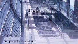  Presentation with airport lounge - Beautiful presentation featuring modern-airport-lounge-toned-cold backdrop and a light blue colored foreground
