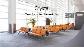  Presentation with airport terminal - Amazing PPT layouts having modern airport terminal waiting room backdrop and a sky blue colored foreground