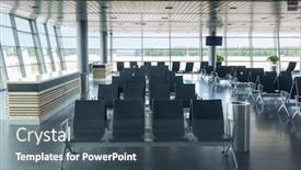  Presentation with airport terminal - PPT layouts enhanced with modern-airport-terminal-with-empty background and a ocean colored foreground