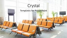  Presentation with waiting - Slide set consisting of modern airport waiting hall interior background and a white colored foreground