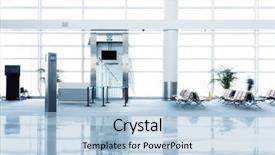  Presentation with waiting - Cool new slides with modern airport waiting hall interior backdrop and a light blue colored foreground