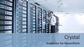  Presentation with aluminium - PPT layouts featuring modern aluminium laptop in network background and a light blue colored foreground