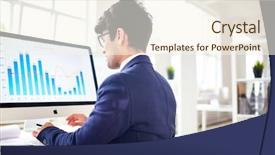  Presentation with wireless heart rate monitor - Slide deck with modern analyst looking at chart background and a cream colored foreground