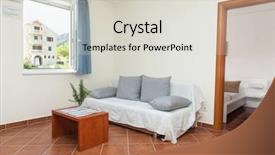  Presentation with living room - PPT theme featuring modern-and-bright-living-room background and a light gray colored foreground