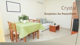  Presentation with living room - Amazing slide set having modern-and-bright-living-room backdrop and a  colored foreground